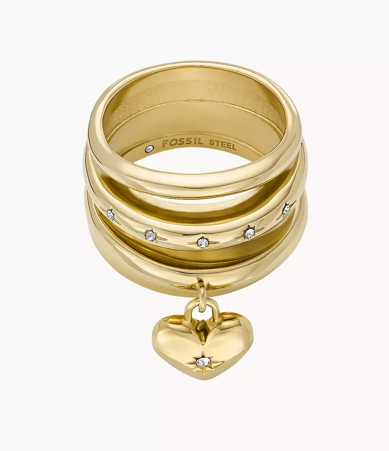 Sadie All My Love Gold-Tone Stainless Steel Heart Prestack Ring