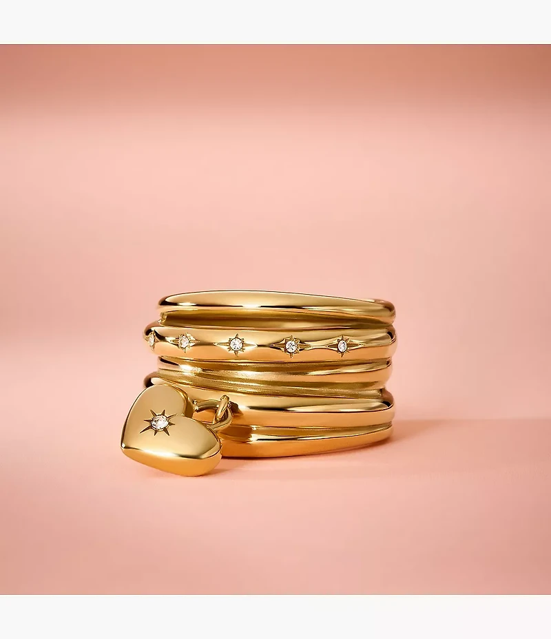 Sadie All My Love Gold-Tone Stainless Steel Heart Prestack Ring