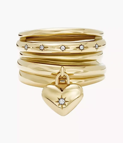 Sadie All My Love Gold-Tone Stainless Steel Heart Prestack Ring