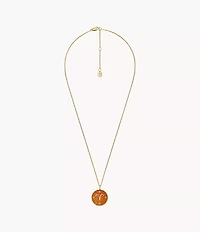Aries Sutton Zodiac Gold-Tone Stainless Steel Red Carnelian Pendant Necklace