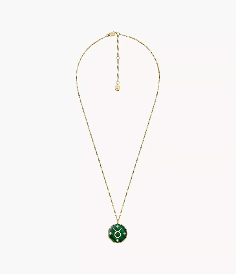 Taurus Sutton Zodiac Gold-Tone Stainless Steel Green Malachite Pendant Necklace