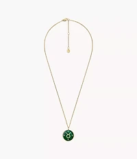 Taurus Sutton Zodiac Gold-Tone Stainless Steel Green Malachite Pendant Necklace