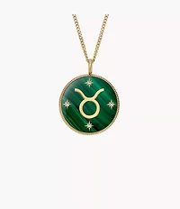 Taurus Sutton Zodiac Gold-Tone Stainless Steel Green Malachite Pendant Necklace