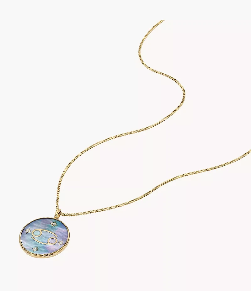 Cancer Sutton Zodiac Gold-Tone Stainless Steel Black Mother-of-Pearl Pendant Necklace