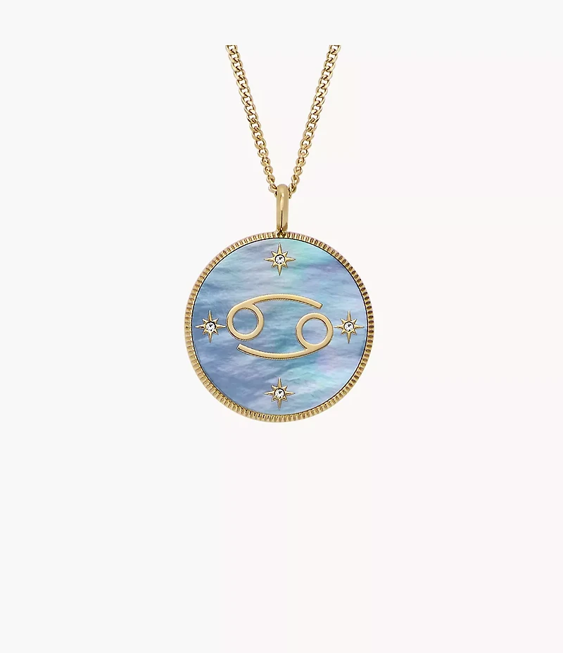Cancer Sutton Zodiac Gold-Tone Stainless Steel Black Mother-of-Pearl Pendant Necklace