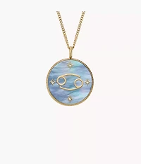 Cancer Sutton Zodiac Gold-Tone Stainless Steel Black Mother-of-Pearl Pendant Necklace