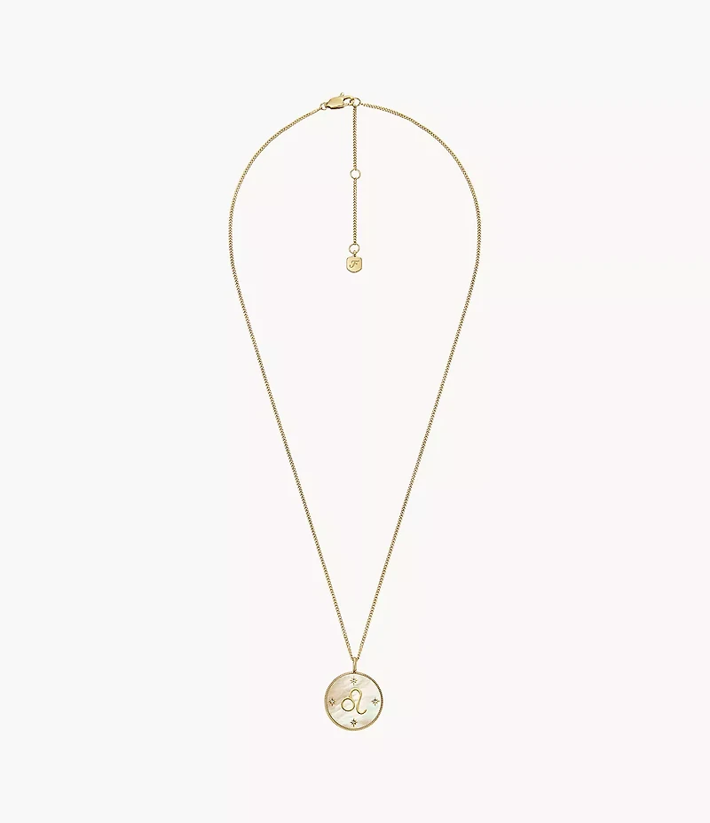 Leo Sutton Zodiac Gold-Tone Stainless Steel Gold Mother-of-Pearl Pendant Necklace