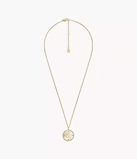 Leo Sutton Zodiac Gold-Tone Stainless Steel Gold Mother-of-Pearl Pendant Necklace
