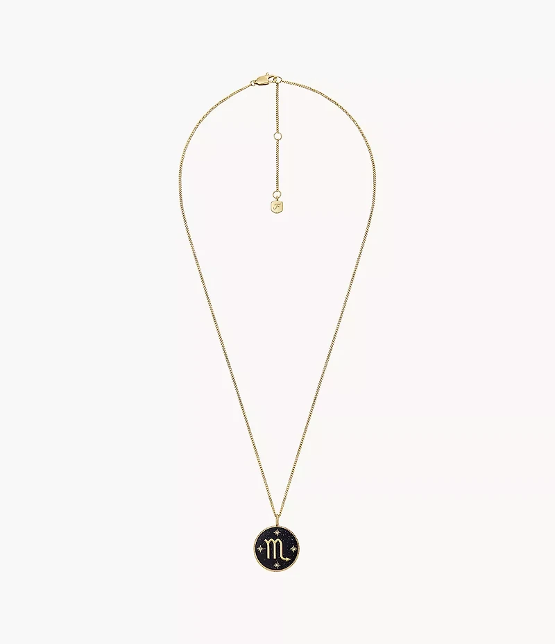 Scorpio Sutton Zodiac Gold-Tone Stainless Steel Black Sandstone Pendant Necklace
