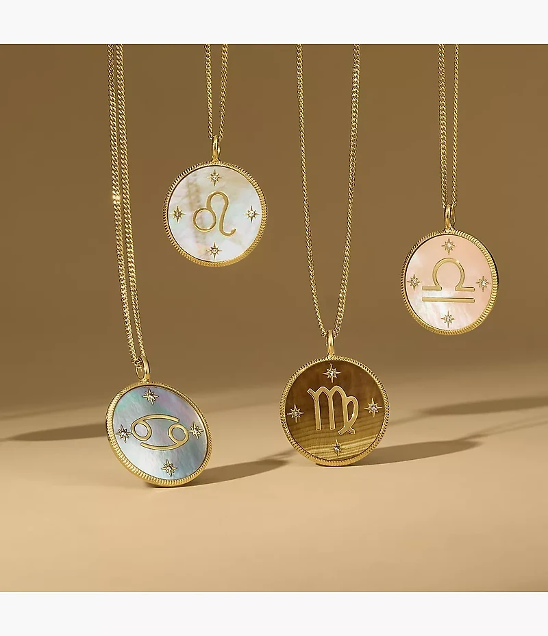 Scorpio Sutton Zodiac Gold-Tone Stainless Steel Black Sandstone Pendant Necklace