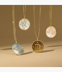 Scorpio Sutton Zodiac Gold-Tone Stainless Steel Black Sandstone Pendant Necklace
