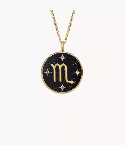 Scorpio Sutton Zodiac Gold-Tone Stainless Steel Black Sandstone Pendant Necklace
