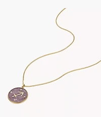 Sagittarius Sutton Zodiac Gold-Tone Stainless Steel Purple Amethyst Pendant Necklace