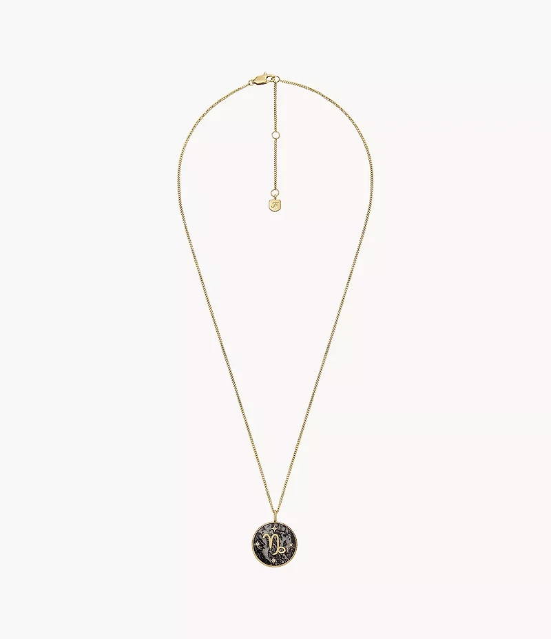 Capricorn Sutton Zodiac Gold-Tone Stainless Steel Gray Hematite Pendant Necklace