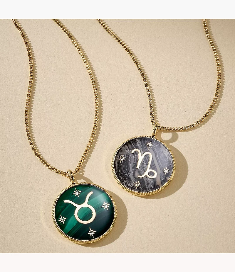 Capricorn Sutton Zodiac Gold-Tone Stainless Steel Gray Hematite Pendant Necklace