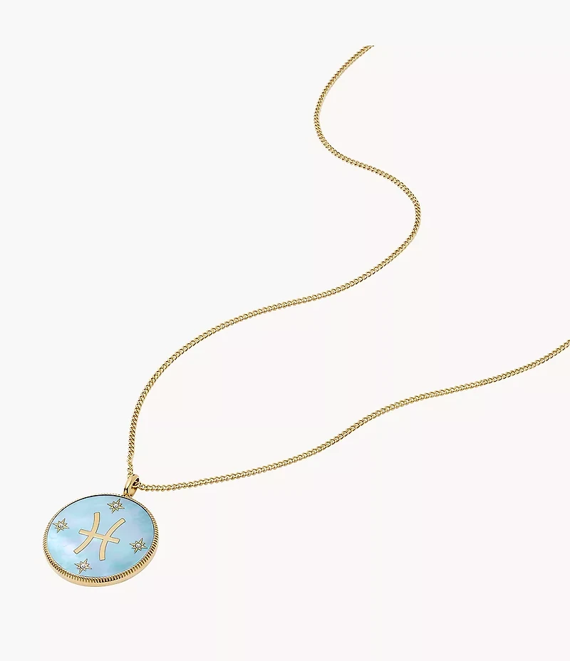 Pisces Sutton Zodiac Gold-Tone Stainless Steel Green Mother-of-Pearl Pendant Necklace