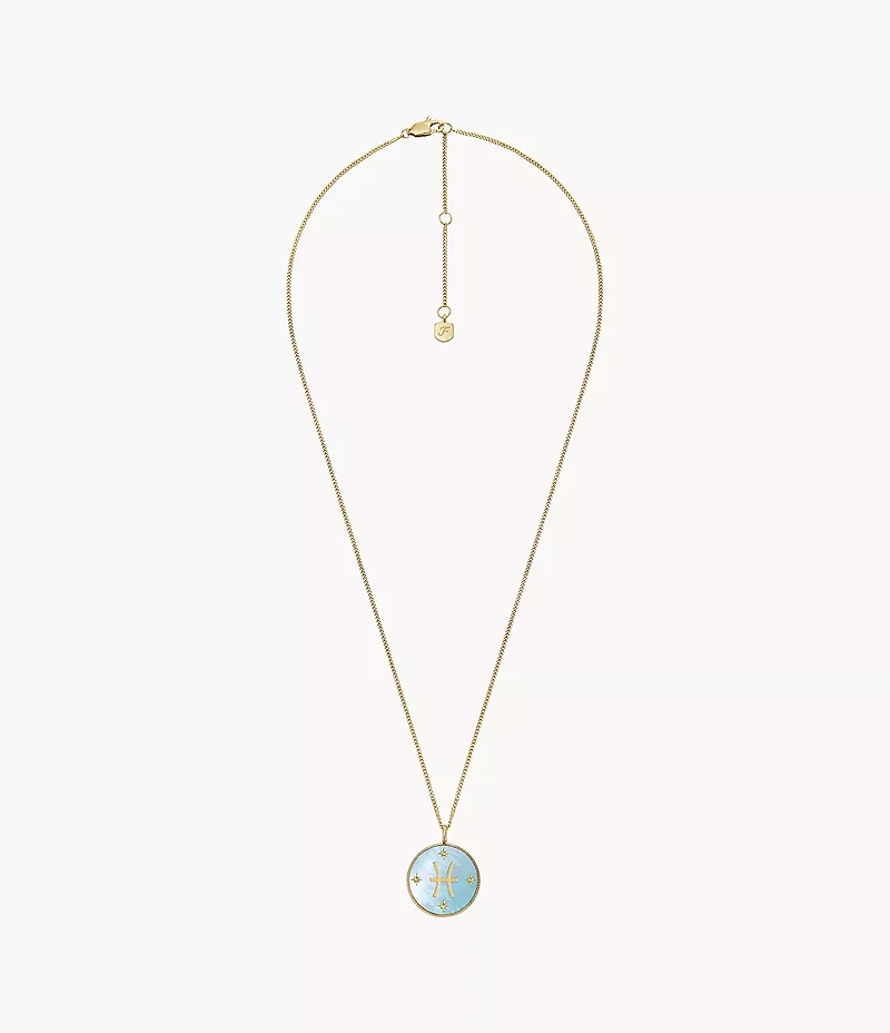 Pisces Sutton Zodiac Gold-Tone Stainless Steel Green Mother-of-Pearl Pendant Necklace