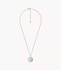 Pisces Sutton Zodiac Gold-Tone Stainless Steel Green Mother-of-Pearl Pendant Necklace