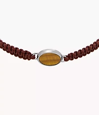 Stones Tiger's Eye Stainless Steel Station Bracelet