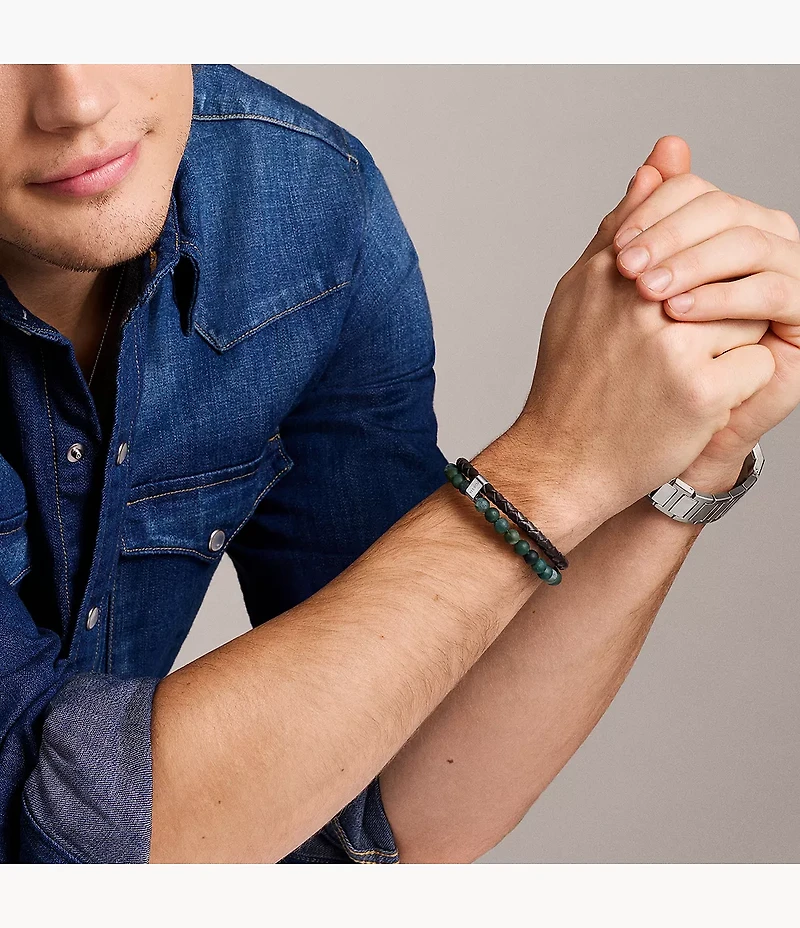 Townsman Beads Leather Multi-Strand Bracelet