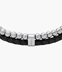 Townsman Beads Black Leather Multi-Strand Bracelet