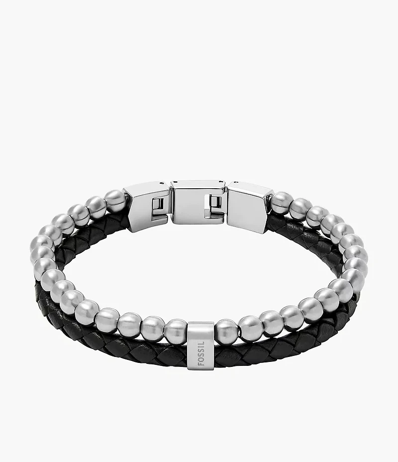 Townsman Beads Black Leather Multi-Strand Bracelet