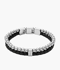 Townsman Beads Black Leather Multi-Strand Bracelet