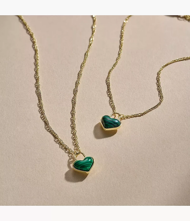 Sutton Modern Meadows Reconstituted Malachite Heart Pendant Necklace