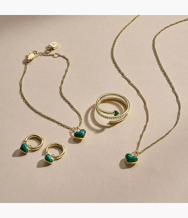 Sutton Modern Meadows Reconstituted Malachite Heart Hoop Earrings