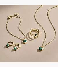 Sutton Modern Meadows Reconstituted Malachite Heart Hoop Earrings