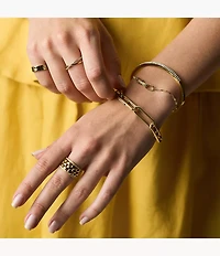 Ellis Pavé Glitz Gold-Tone Stainless Steel Bangle Bracelet