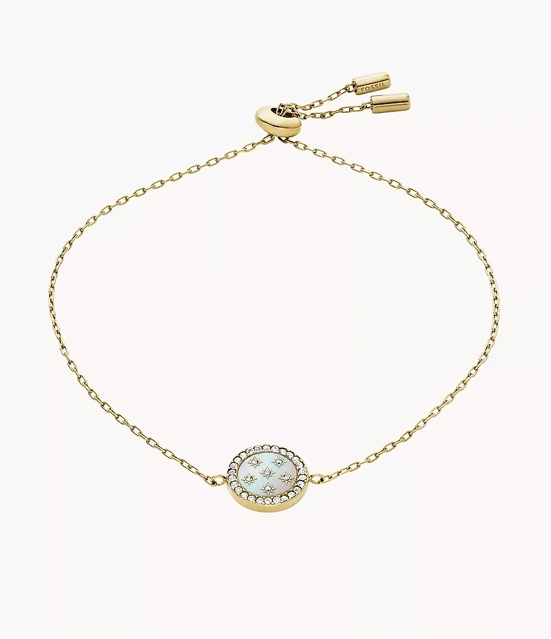 Merrit Classic Mother-of-Pearl Gold-Tone Stainless Steel Station Bracelet
