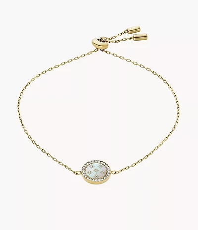 Merrit Classic Mother-of-Pearl Gold-Tone Stainless Steel Station Bracelet