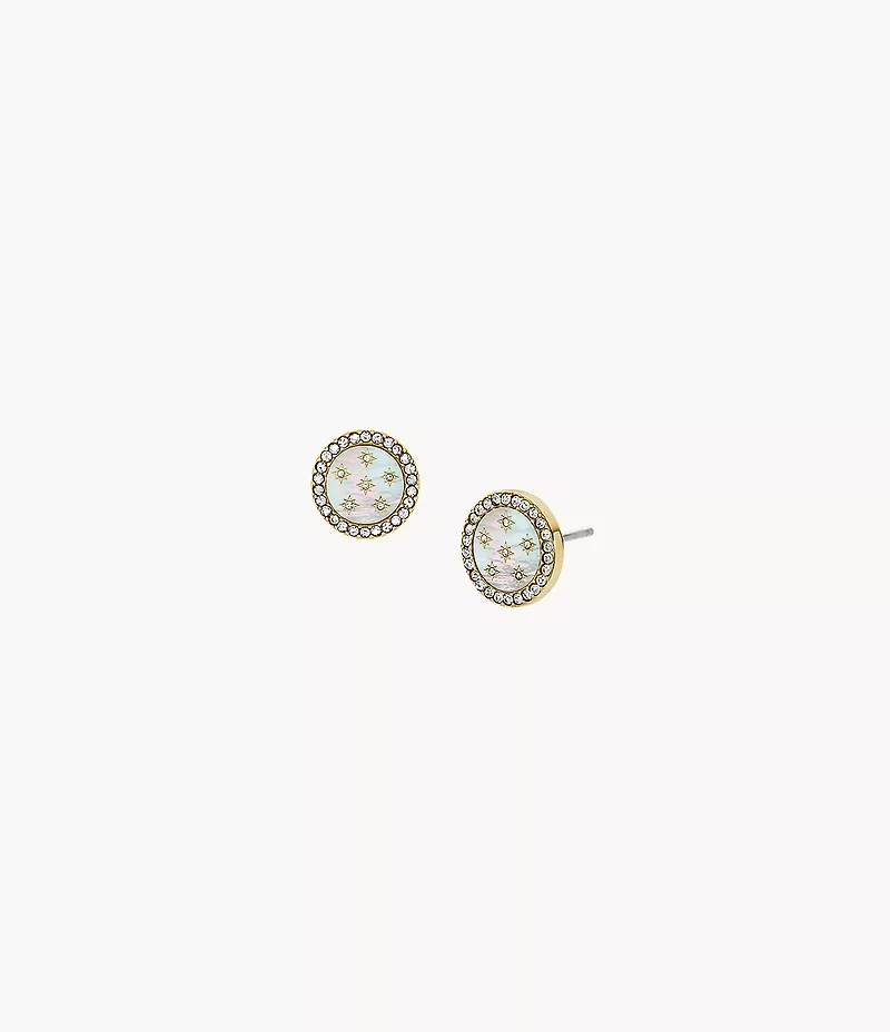 Merrit Classic Mother-of-Pearl Gold-Tone Stainless Steel Stud Earrings