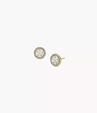 Merrit Classic Mother-of-Pearl Gold-Tone Stainless Steel Stud Earrings