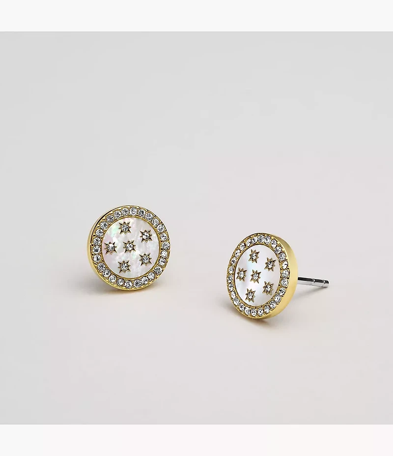 Merrit Classic Mother-of-Pearl Gold-Tone Stainless Steel Stud Earrings