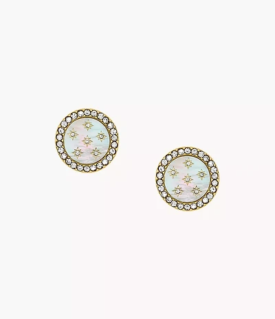 Merrit Classic Mother-of-Pearl Gold-Tone Stainless Steel Stud Earrings