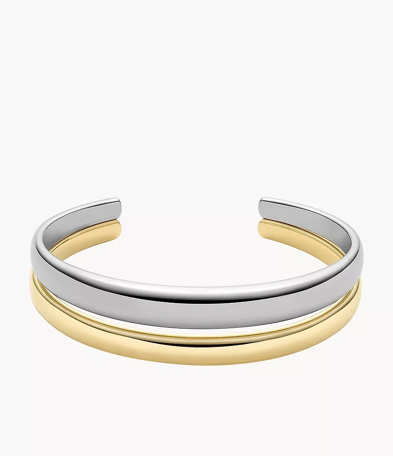Ellis Domed Collection Two-Tone Stainless Steel Cuff Bracelet