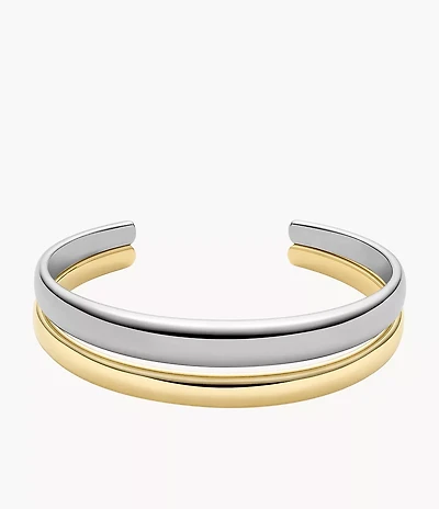 Ellis Domed Collection Two-Tone Stainless Steel Cuff Bracelet