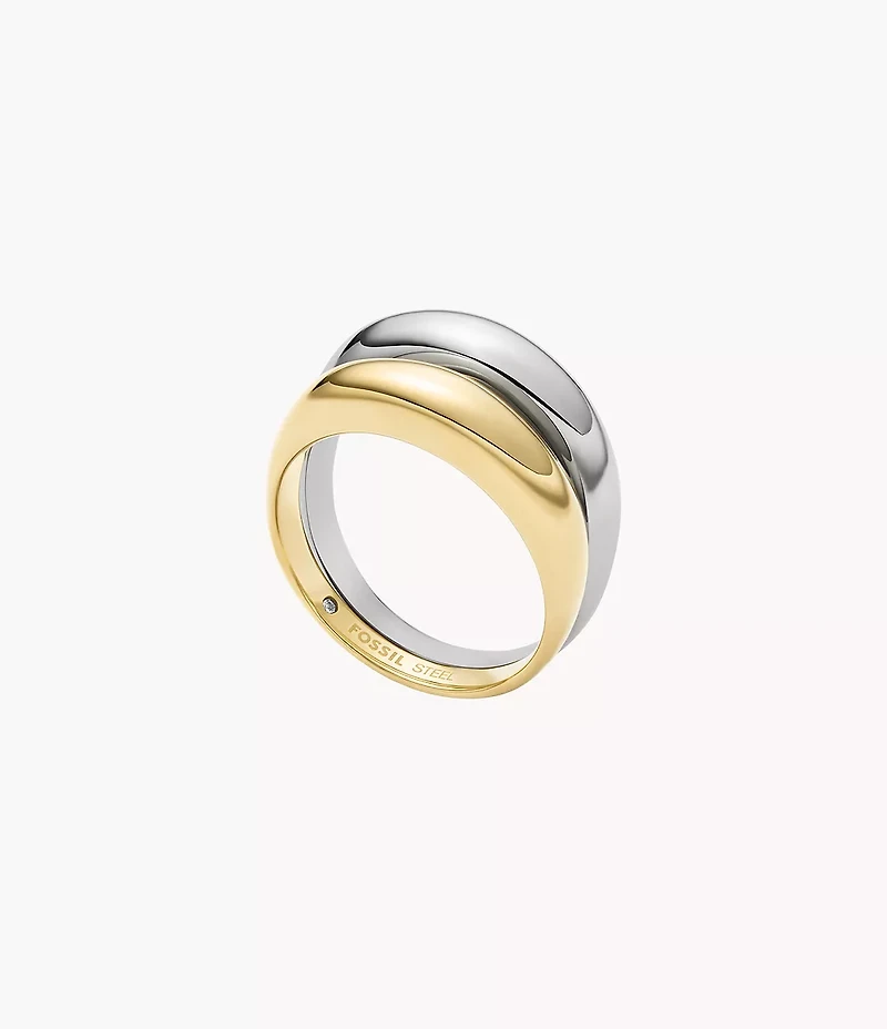 Ellis Domed Collection Two-Tone Stainless Steel Stack Ring