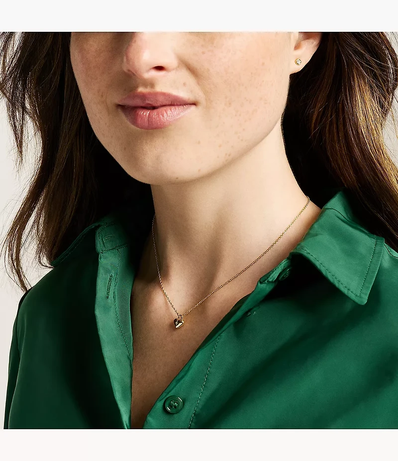 Sadie Gold-Tone Stainless Steel Heart Necklace and Earrings Gift Set