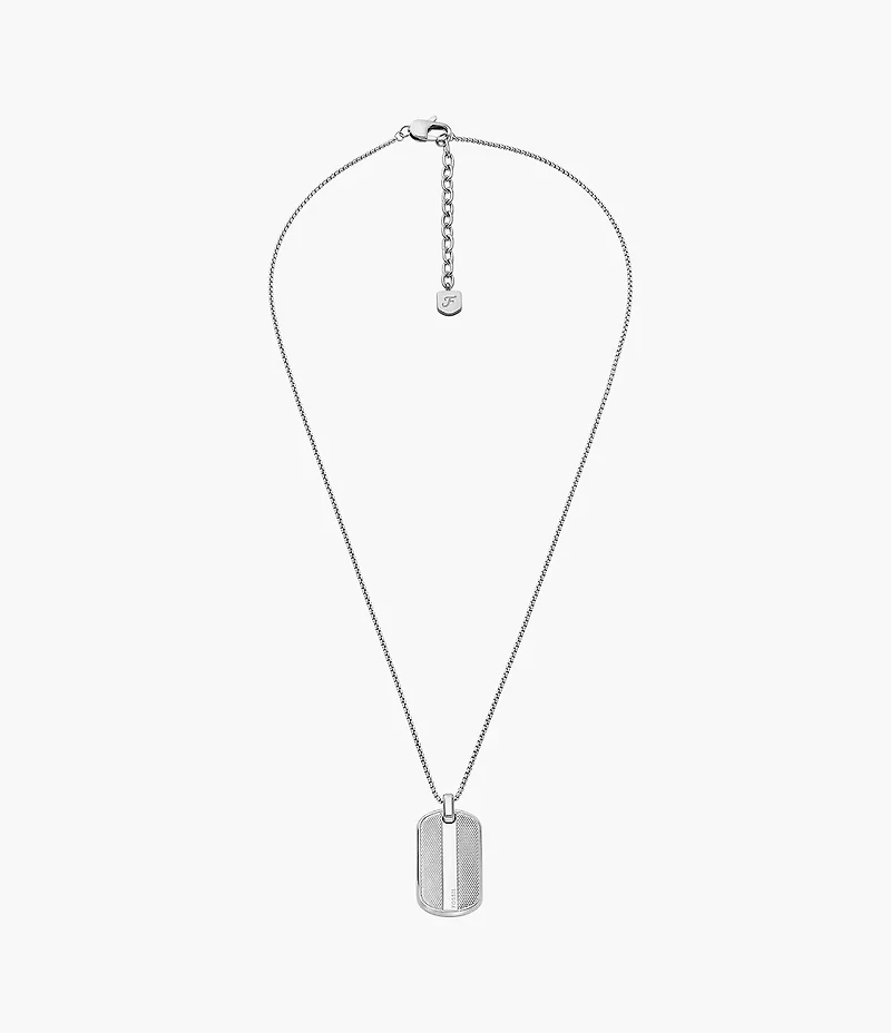 Machine Knurled Texture Stainless Steel Dog Tag Necklace