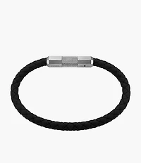 Machine Knurled Texture Black Silicone Station Bracelet