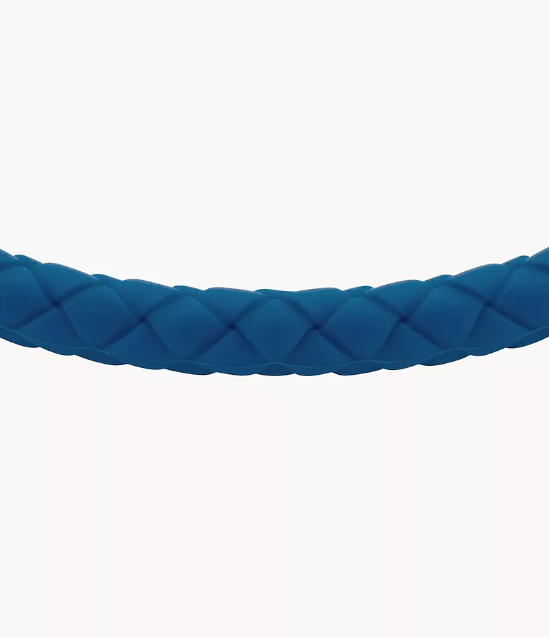 Machine Knurled Texture Navy Silicone Station Bracelet