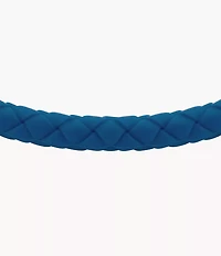 Machine Knurled Texture Navy Silicone Station Bracelet