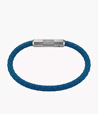 Machine Knurled Texture Navy Silicone Station Bracelet