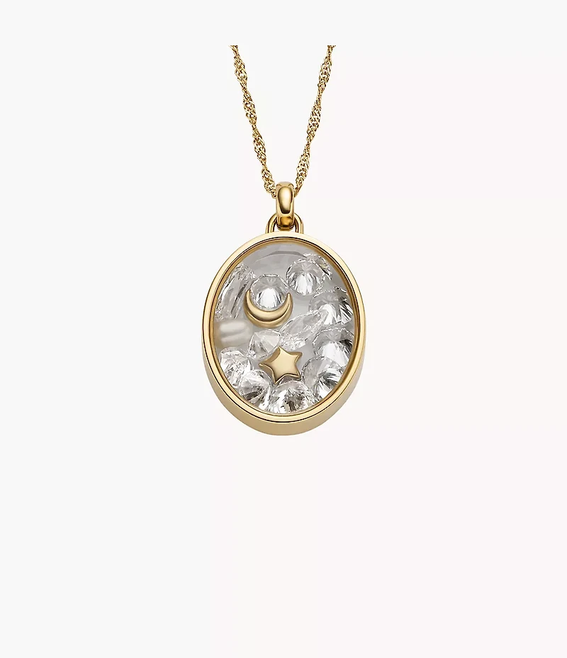 Sutton Shaky Glitz Gold-Tone Stainless Steel Moon and Star Pendant Necklace