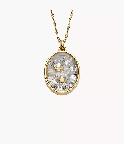 Sutton Shaky Glitz Gold-Tone Stainless Steel Moon and Star Pendant Necklace