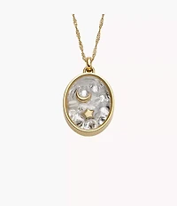 Sutton Shaky Glitz Gold-Tone Stainless Steel Moon and Star Pendant Necklace