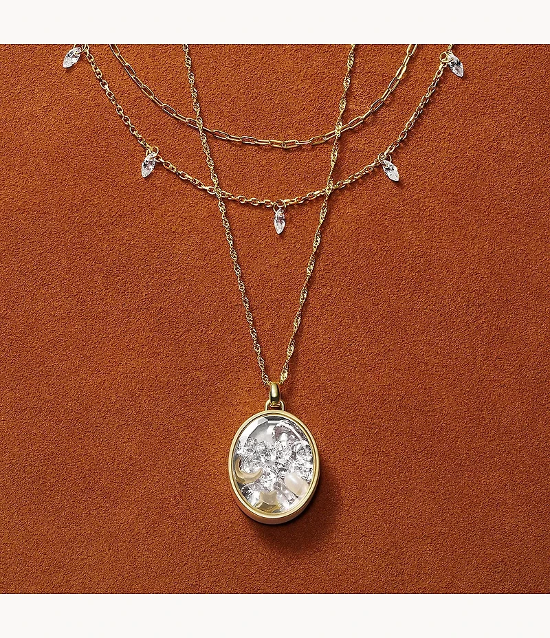 Ellis Shaky Glitz Gold-Tone Stainless Steel Multi-Strand Necklace